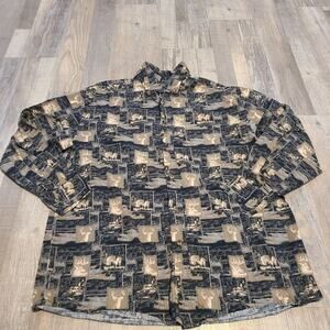 Rugged earth outfitters large mens camo button down shirt